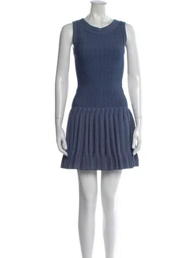 Pre-owned Alaïa Striped Mini Dress In Blue