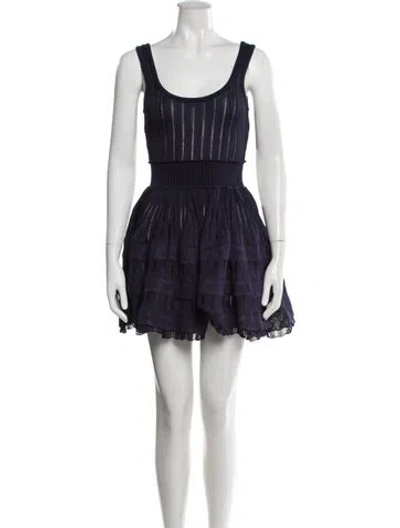 Pre-owned Alaïa Striped Mini Dress In Blue