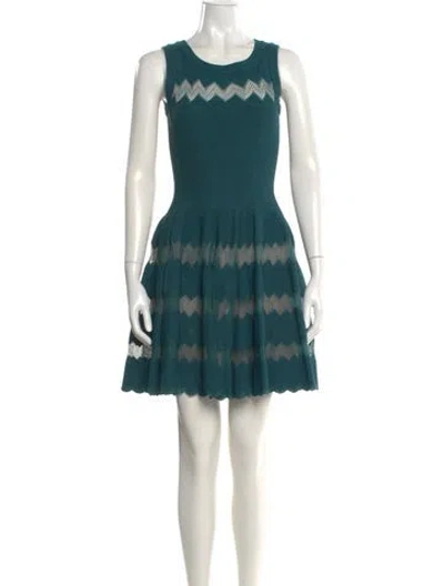 Pre-owned Alaïa Striped Mini Dress In Green