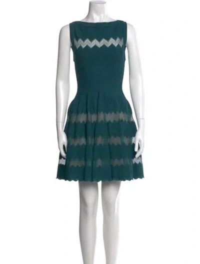 Pre-owned Alaïa Striped Mini Dress In Green