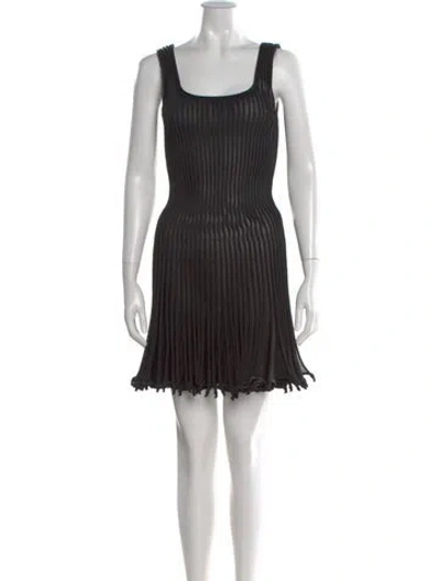Pre-owned Alaïa Striped Mini Dress W/ Tags In Black