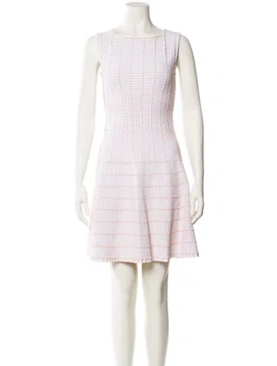 Pre-owned Alaïa Striped Mini Dress In White