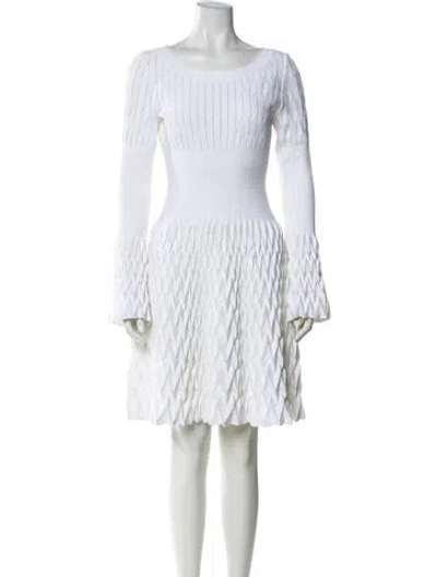 Pre-owned Alaïa Striped Mini Dress In White