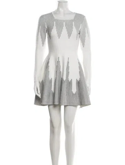 Pre-owned Alaïa Striped Mini Dress In White