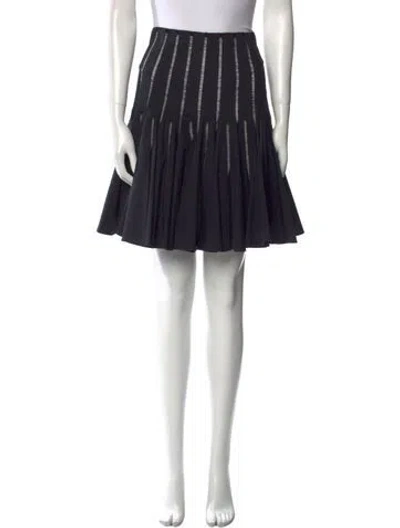 Pre-owned Alaïa Striped Mini Skirt In Black