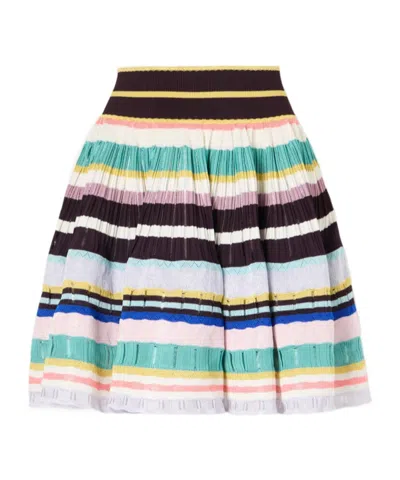 Alaïa Striped Knitted Crinoline Mini Skirt In Multi