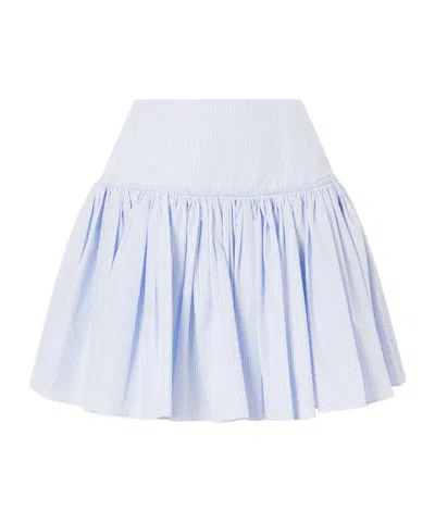 Alaïa Striped Ruffled Cotton-poplin Mini Skirt In White