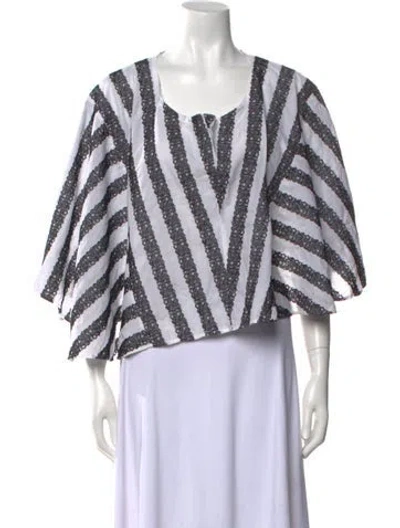 Pre-owned Alaïa Striped Scoop Neck Sweater In White