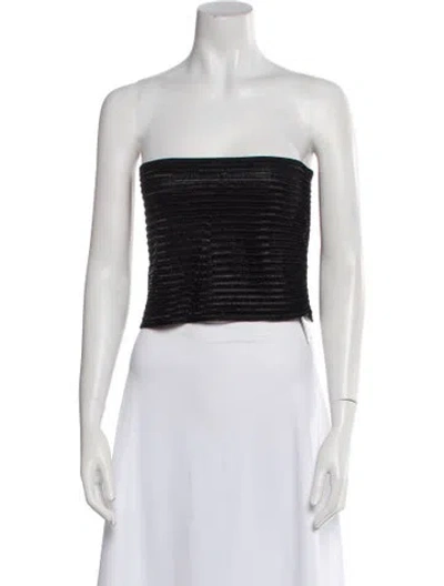 Pre-owned Alaïa Striped Strapless Crop Top In Black