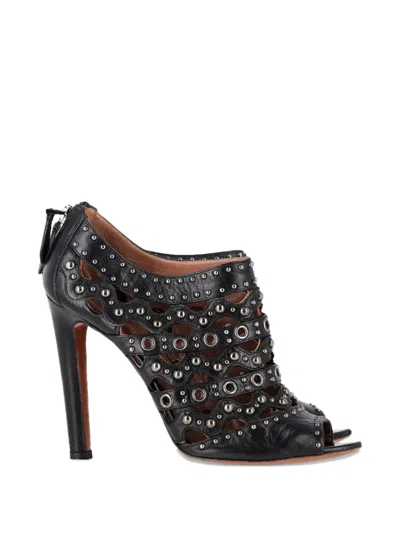 Pre-owned Alaïa Studded Lasercut Sandals In Black
