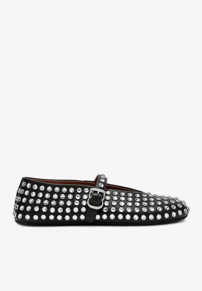 ALAÏA STUDDED LEATHER BALLET FLATS