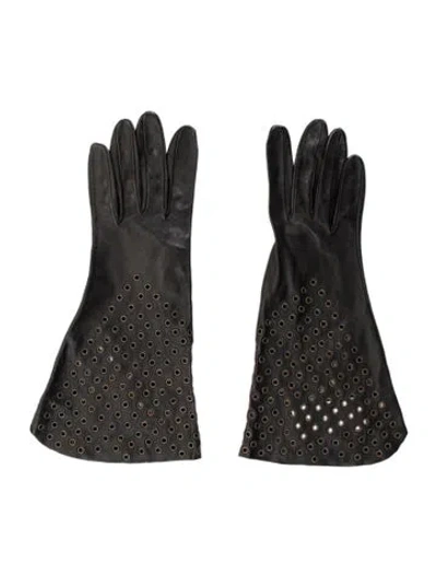 Pre-owned Alaïa Studded Leather Gloves W/tags In Black