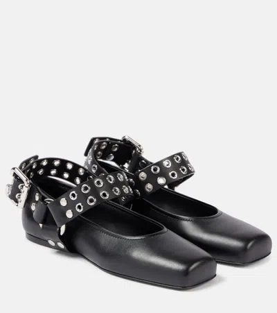 ALAÏA ALAÏA STUDDED LEATHER MARY JANE FLATS