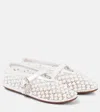 Alaïa Beaded Net Mary Jane Ballerina Flats In White
