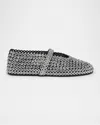 Alaïa Suede Glass-embellished Ballet Flats In Transparent