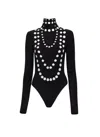 Alaïa Jacquard Velvet Chenille Bodysuit In Black