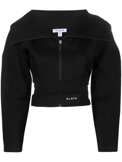 Alaïa Stylish Black Zip Jacket For Women