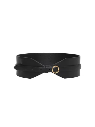 Alaïa Alaia Stylish Leather Belt With Rounded Metal Buckle In Black
