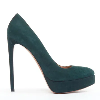 Alaïa Alaia Suede Almond Toe Platform Pumps In Green