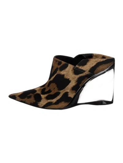 Pre-owned Alaïa Suede Animal Print Mules In Black