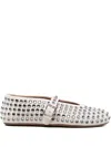 Alaïa Suede Ballet Flat With Strass In White