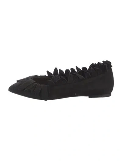 Pre-owned Alaïa Suede Ballet Flats In Black
