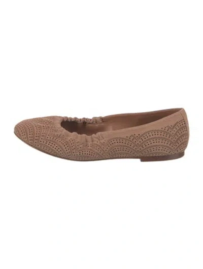 Pre-owned Alaïa Suede Ballet Flats In Brown