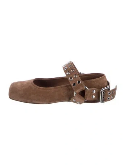 Pre-owned Alaïa Suede Ballet Flats In Brown