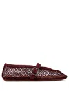 Alaïa Suede Ballet Flats In Fishnet In Red