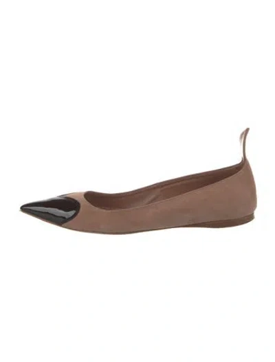 Pre-owned Alaïa Suede Ballet Flats In Neutral