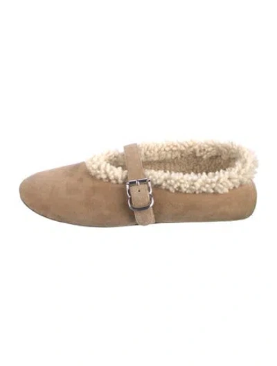 Pre-owned Alaïa Suede Ballet Flats In Neutral