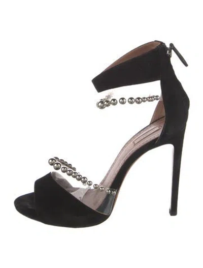Pre-owned Alaïa Suede Beaded Accents Sandals In Black