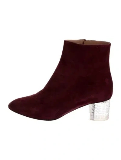 Pre-owned Alaïa Suede Boots In Burgundy