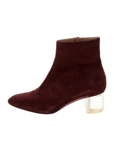 Pre-owned Alaïa Suede Boots In Burgundy