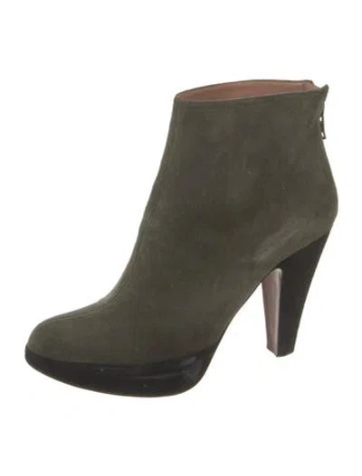 Pre-owned Alaïa Suede Boots In Green