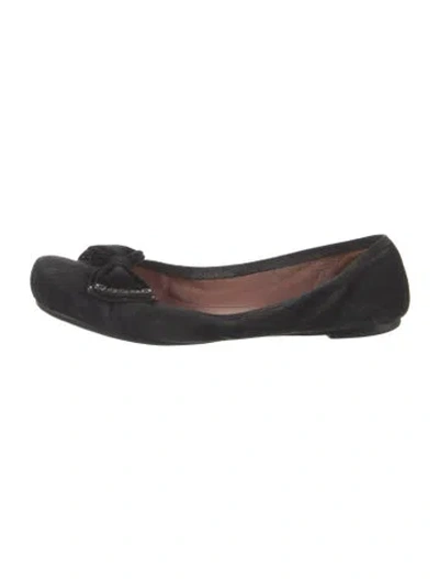 Pre-owned Alaïa Suede Bow Accents Ballet Flats In Black