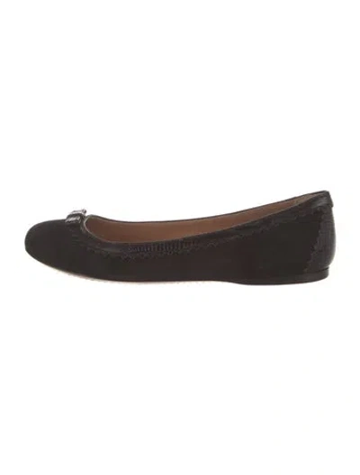 Pre-owned Alaïa Suede Bow Accents Ballet Flats In Black