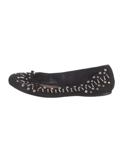 Pre-owned Alaïa Suede Bow Accents Ballet Flats In Black