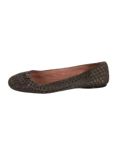 Pre-owned Alaïa Suede Bow Accents Ballet Flats In Brown