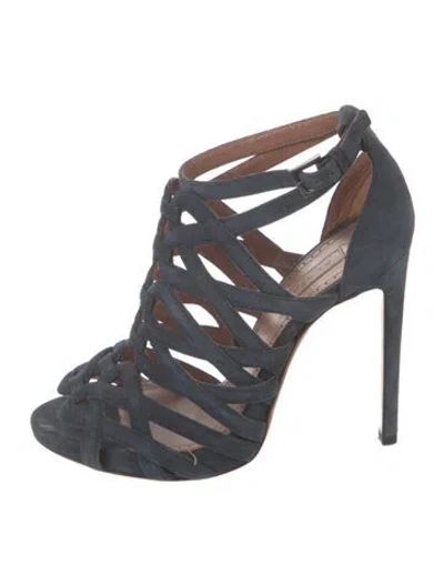 Pre-owned Alaïa Suede Braided Accents Sandals In Blue