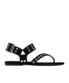 Alaïa Suede Calfskin Herringbone Flat Sandals In Black