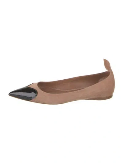 Pre-owned Alaïa Suede Colorblock Pattern Ballet Flats In Neutral