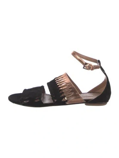 Pre-owned Alaïa Suede Colorblock Pattern Gladiator Sandals In Black