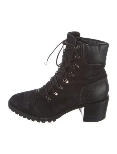 Pre-owned Alaïa Suede Combat Boots In Black