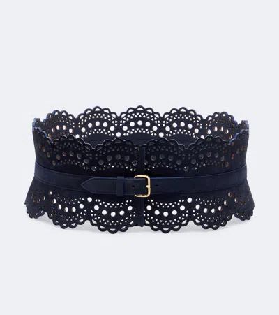Alaïa Suede Corset Belt In Yellow