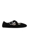 Alaïa Black Criss Cross Velvet Ballerina Flats