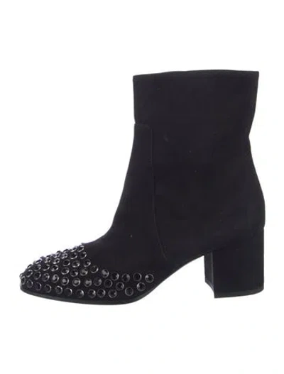 Pre-owned Alaïa Suede Crystal Embellishments Boots In Black