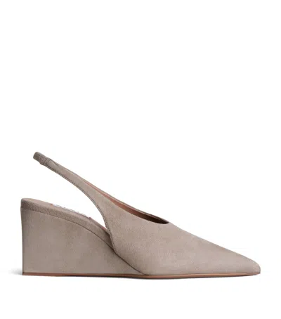 Alaïa Suede Cube Slingback Wedges 75 In Black