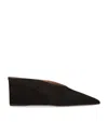 Alaïa 75 Suede Point-toe Wedge Mules In Brown