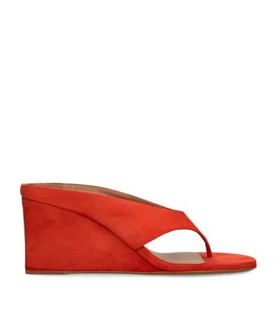 Alaïa Suede Cube Wedge Sandals 75 In Orange